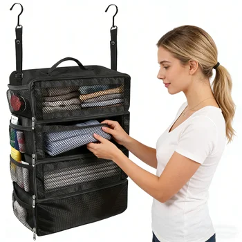 Organizer per Valigie, Organizzatore da Viaggio Portatile con Ripiani Appendibili, Cubi di Imballaggio Pieghevoli per Bagaglio a Mano