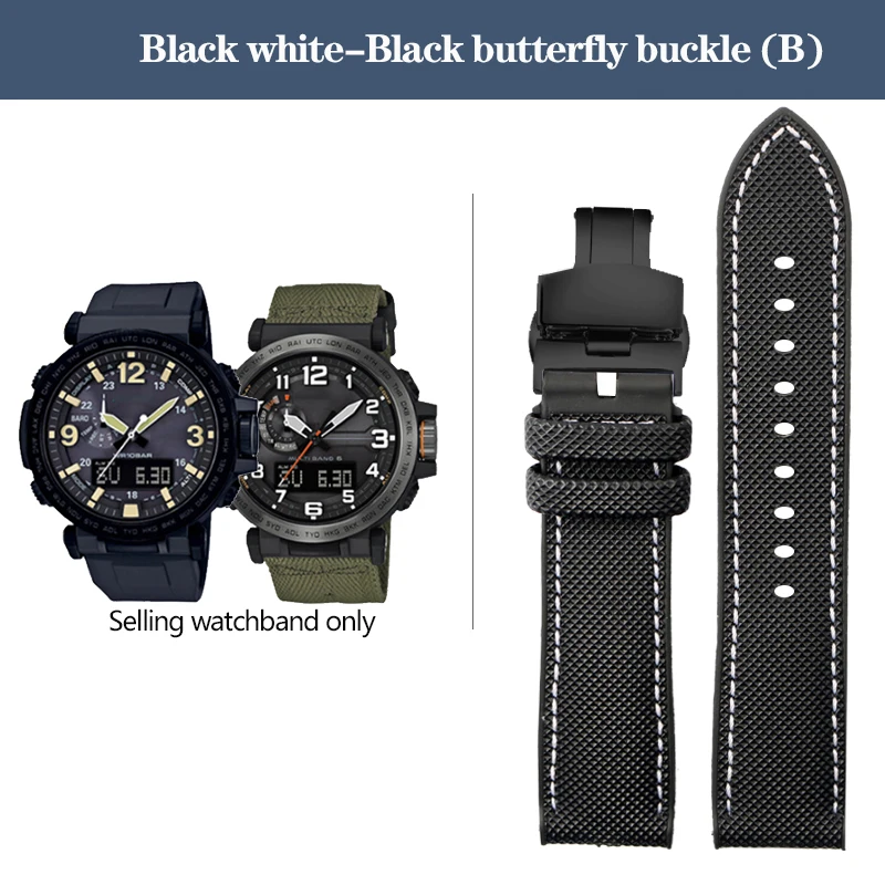 Durable Nylon Rubber Bottom Sports Watchband - 24mm Canvas Silicone Strap