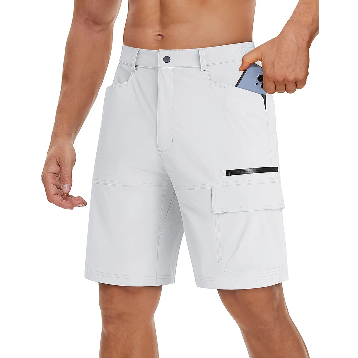 TACVASEN Wander-Cargoshorts für Herren, leicht, schnell trocknend, wasserabweisend, kurze Hose mit mehreren Taschen, Sommershorts für Herren – Detail 12