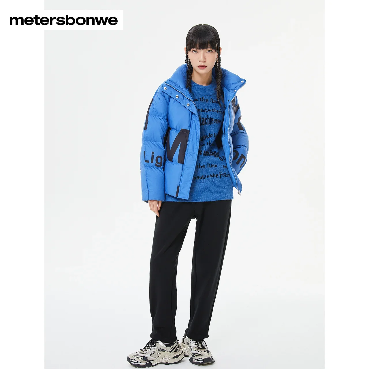 Metersbonwe Down Jacket Women Winter Female Fashion Printing Down Coat Winter Jacket Outerwear Warm Big Letter Short Down Jacket