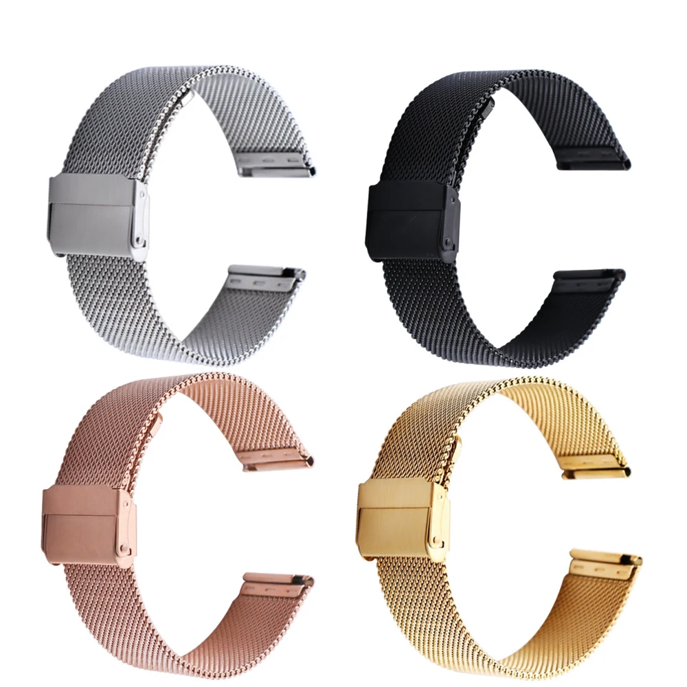 Black 20mm Metal Watch Band - Adjustable Strap