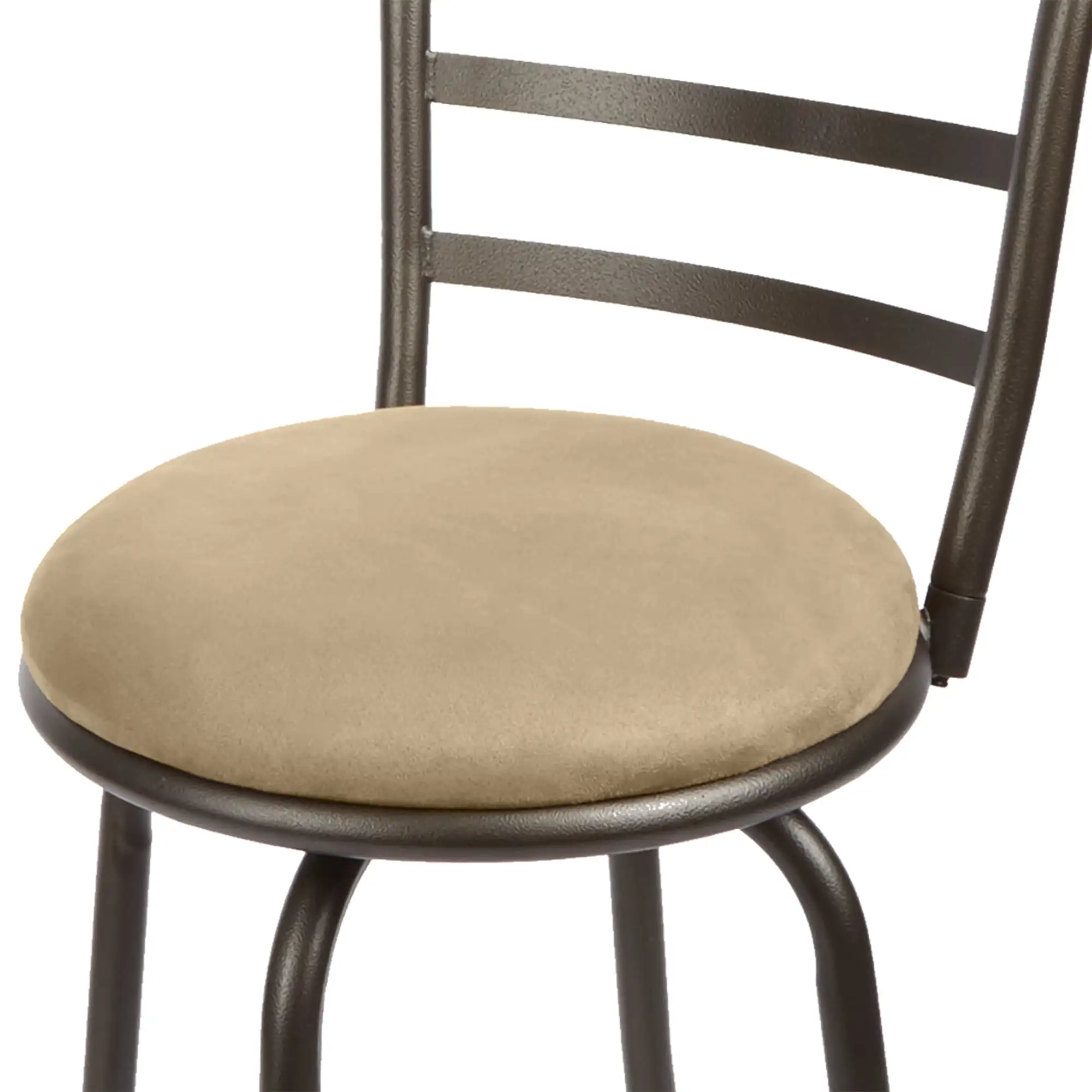 3-Pack Indoor Adjustable 24" or 29" Bronze Ladder Back Swivel Barstool, Tan Microfiber Seat 4
