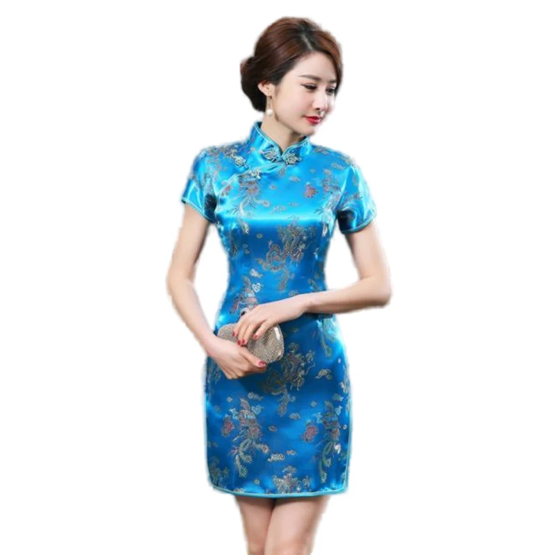 Chinese Dress Vintage Old Shanghai Dragon&Phoenix Qipao Elegant Women Cheongsam Oversize 6XL Mandarin Collar Sexy Short Chinese Dress Vestidos chinese dress