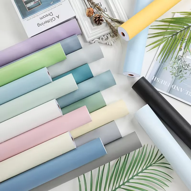 White DIY PVC Self-Adhesive Wallpaper Old Furniture Decoration Sticker Kitchen Cabinet Moisture-proof Waterproof Wallpape 4