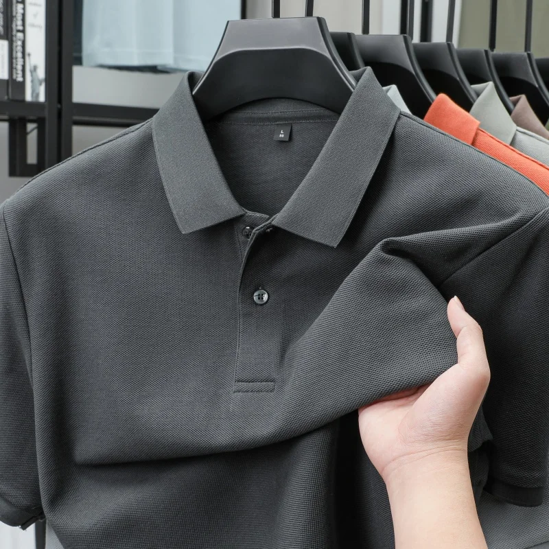 100% pure cotton luxury brand men's short sleeved polo shirt summer fashion stripe classic golf top casual silk business T-shirt 133 Sadf97c46fca446188f3b211b6536e103m