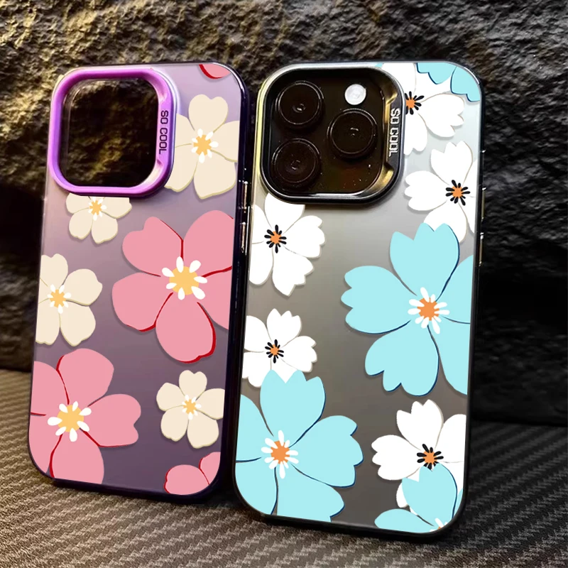 Blue Premium Flower Design Matte Phone Case Cover