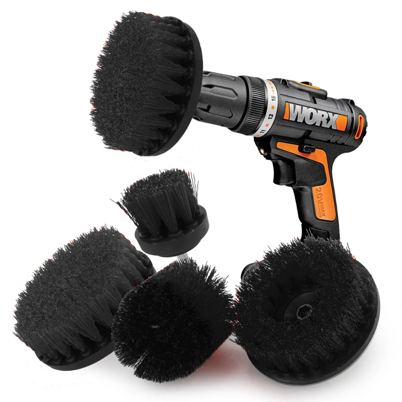 2/3.5/4/5'' Brush Attachment Set Power Scrubber Brush Car Polisher Bathroom Cleaning Kit with Extender Kitchen Cleaning Tools 3pcs power scrubber brush set bathroom drill scrubber brush for cleaning cordless drill attachment kit power scrub brush red