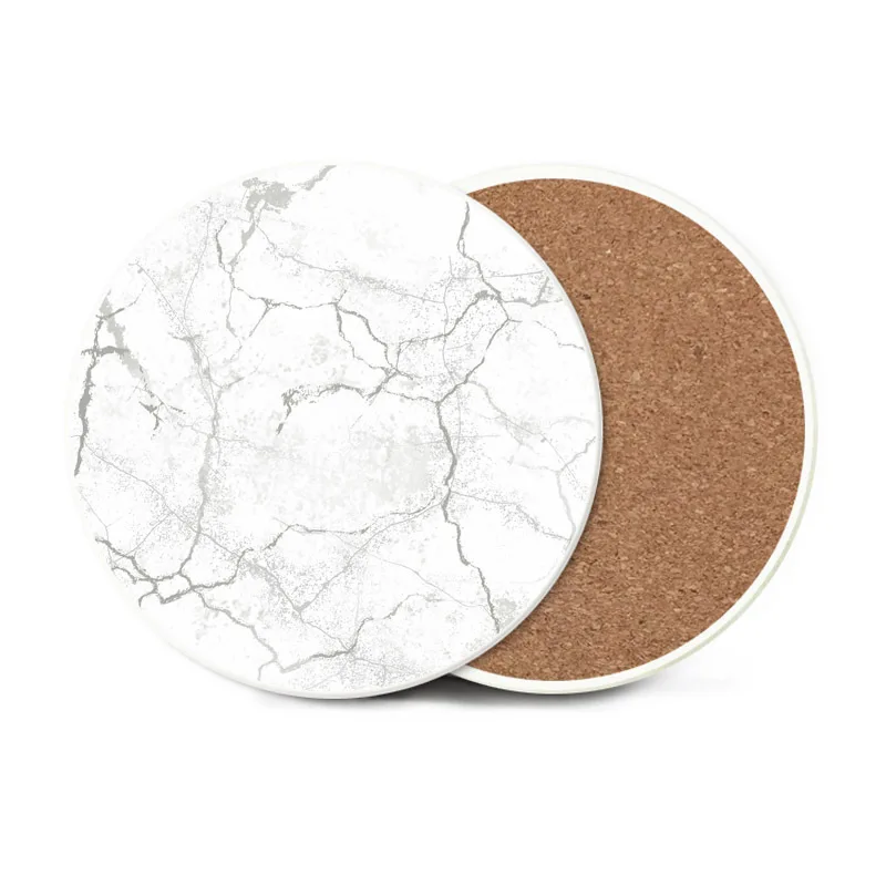 Sublimation Blank Ceramic Coaster Heat Round Insulation Coaster Non-Slip Cork Base Drink Absorbent Heat Mat Custom Logo