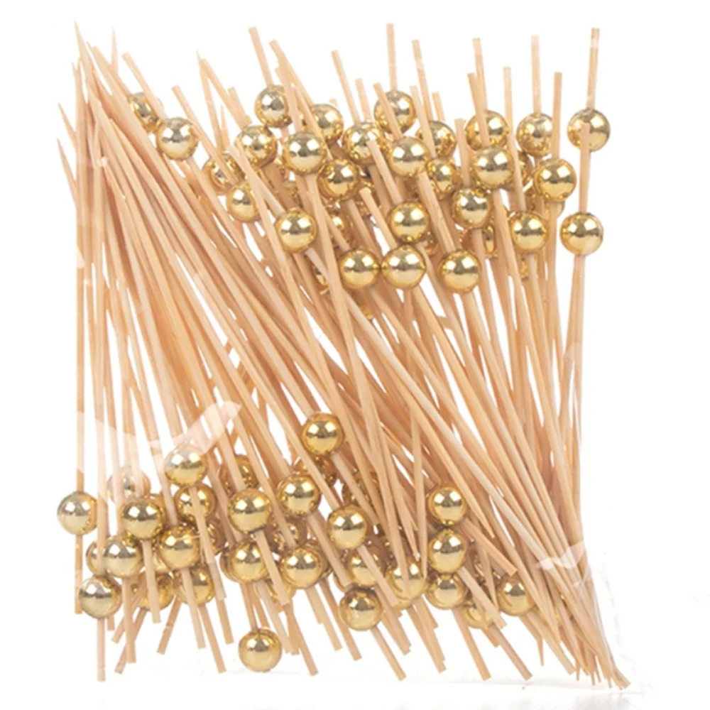 100 Einweg-Zahnstocher aus Bambusspieß aus Holz für Vorspeisen, Früchte, Party-Cupcakes, 4,7-Zoll-Perlen-Lebensmittelstäbchen, Partyzubehör – Detail 9