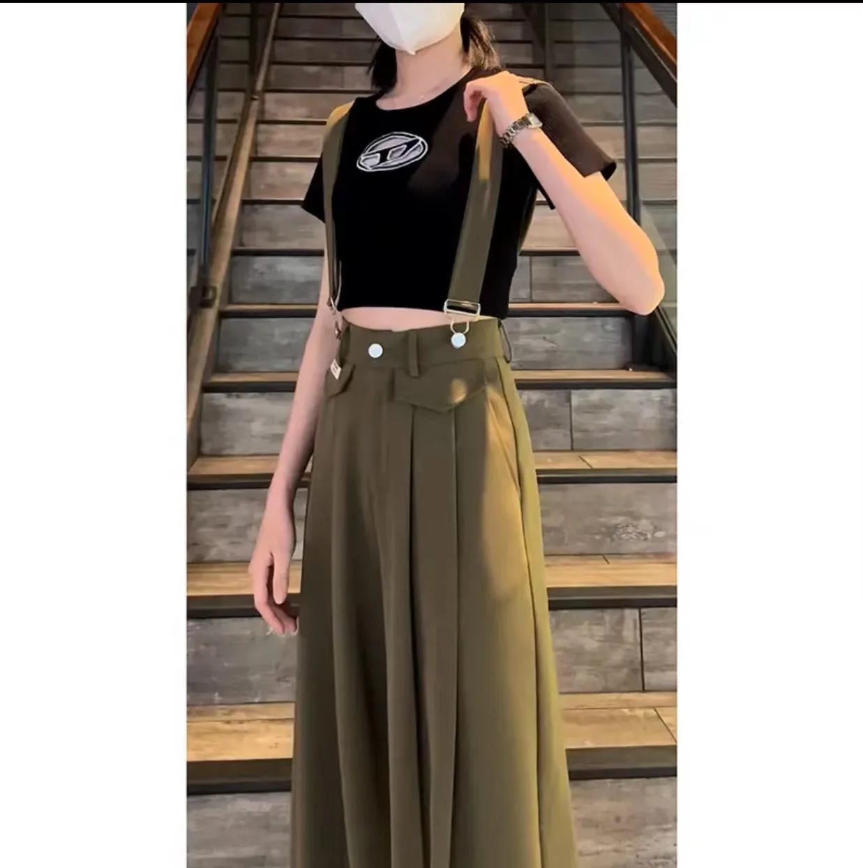 High waistband pants, wide leg pants, 2023 summer new loose fitting straight leg pants, casual pants, thin pants