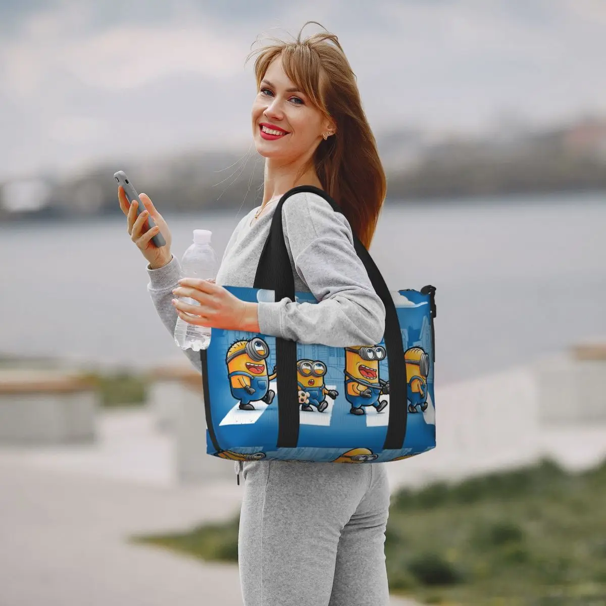 Custom M-Minions Road Beach Tote Bag for Women M-Minions Cartoon Big Compartment Gym Beach Travel Bags 6