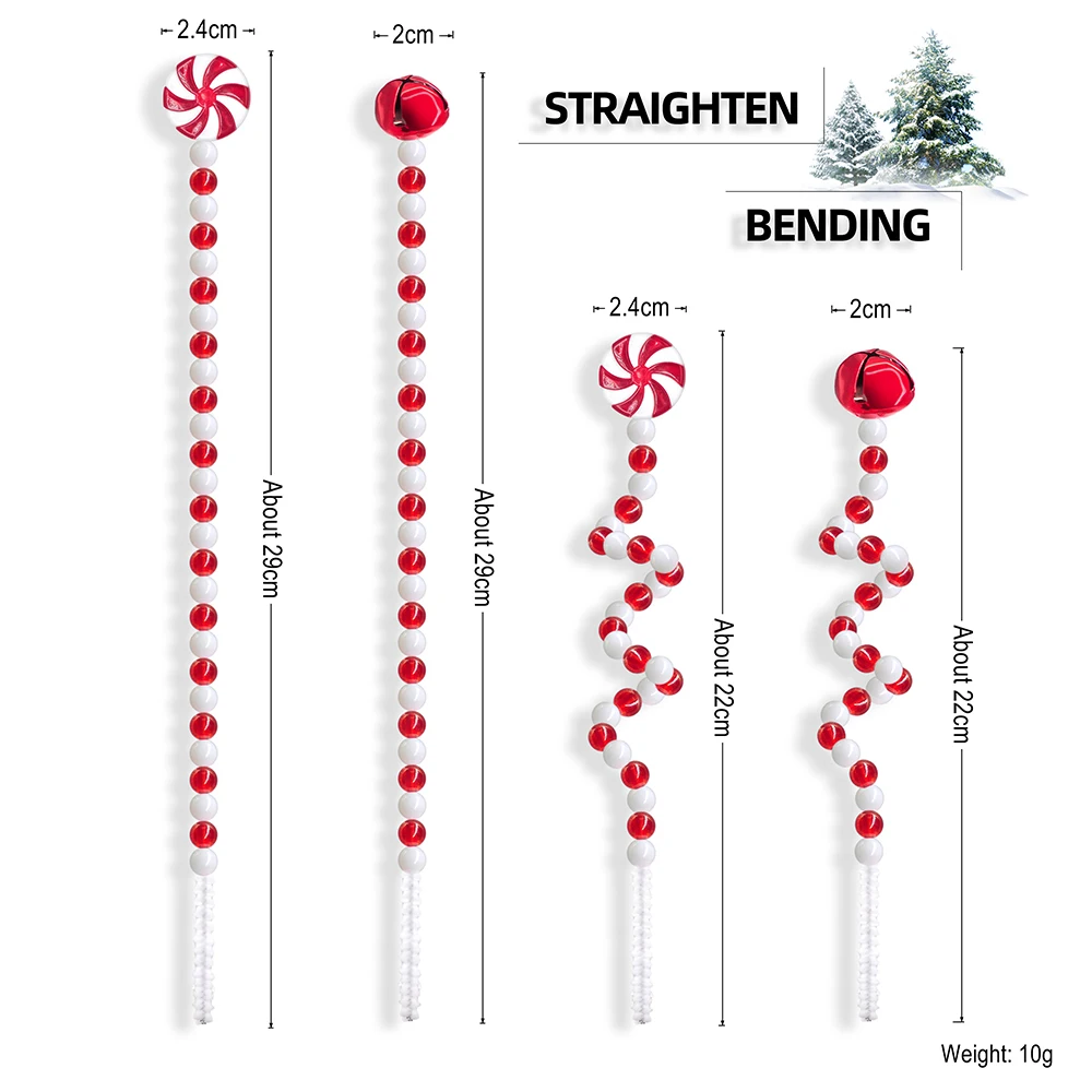 4pcs Candy Cane decorazione natalizia campane ciondoli lecca-lecca albero ornamenti di natale decorazioni per la casa Noel regali Navidad forniture per feste