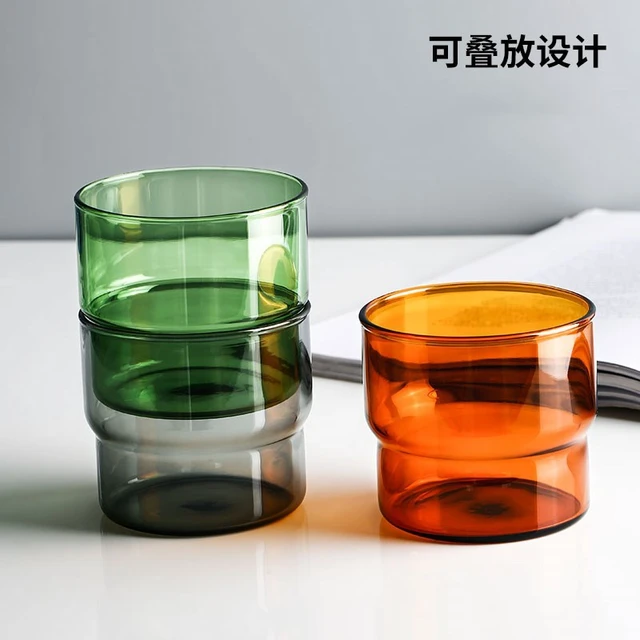 350ml 400ml Coloured Glass Cup Amber Grey Portable Iced Coffee