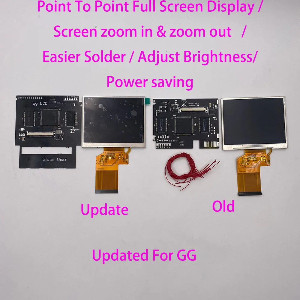 

ZUIDID Updated For Sega Game Gear HighLit Full Display LCD Screen Support VGA Out Mod Kit From 3.2in To 3.5inch