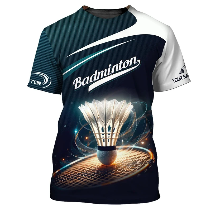 T-shirt sportiva da badminton Abbigliamento da uomo Cool Novel Stampa 3D Sport T-shirt a maniche corte ad asciugatura rapida T-shirt personalizzata per palestra estiva - immagine 5