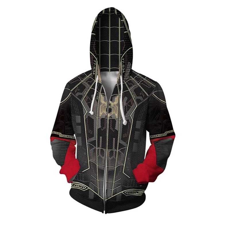 Brand New 3D Printed Black Gold Spider Uniform Hoodie Fashion Casual Cosplay Clothing Sweatshirt Sportswear Outerwear Fitness Cl