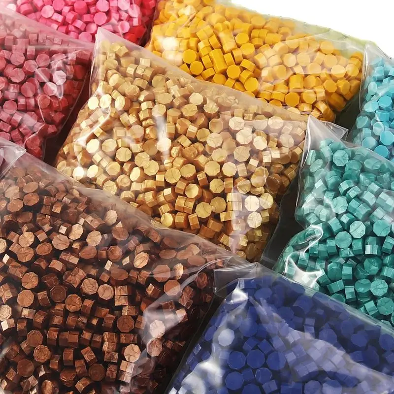 sealing wax beads 100pcs Retro Seal Stamp Bead Vintage Octagon Sealing Wax Beads for Scrapbooking Wedding Craft Decor Card Making Tools