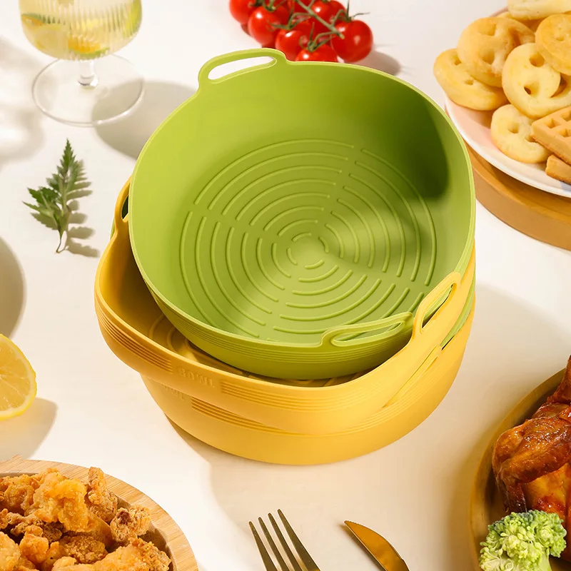 

Silicone Basket Pot Tray Airfryer Liner For Air Fryer Reusable Container Accessories Pan Baking Mold Canister Protector Shape