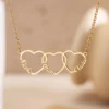 Lemegeton Personalized Heart Name Necklace Custom Triple Hearts Pendant Stainless Steel Jewelry Couple Family Mom Birthday Gifts