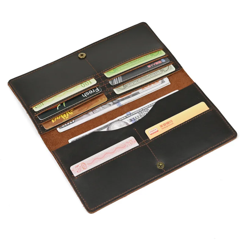  New Fashion Luxury Long Wallet For Men Real Leather Male Card Bag Handled Wallets Collge Student Purse cartera hombre