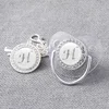 Baby Personalized Pacifier Clips Newborn Luxury Pacifiers Holder Letter Silver Bling Infant Transparent Silicone Nipple Bpa Free 3