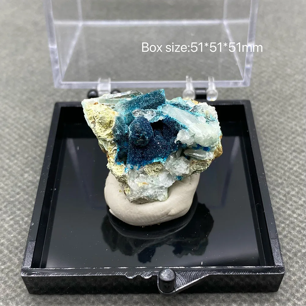 

100% натуральные камни и кристаллы Veszelyite образец кристаллического минерала Ore Crystal Rock, кварц + коробка, размер 51*51*51 мм