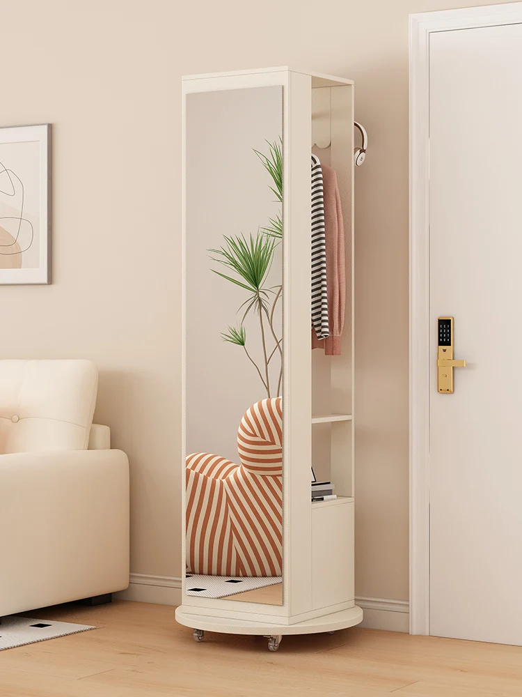 

Xl Rotatable Mobile Dressing Mirror Coat Rack Integrated Bedroom Clothes Full-Length Mirror