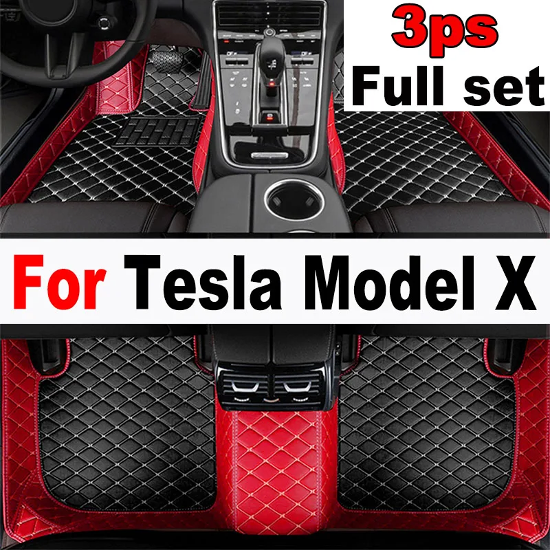 

Car Mats For Tesla Model X 7 Seat 2015~2022 Full Set Luxury Carpets Rug Anti Dirt Pad Leather Mat Car Accessories Tapete Carro