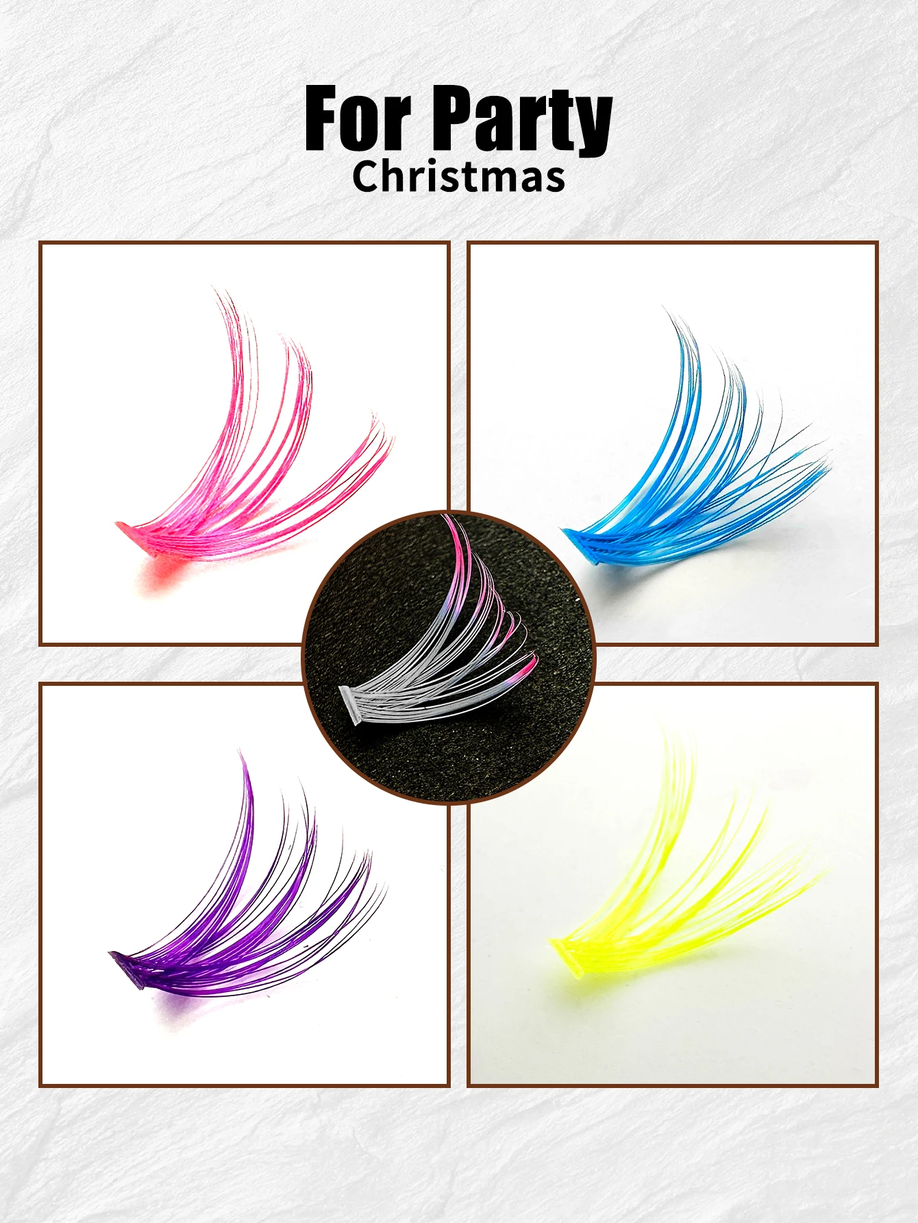 Description Picture 4 of itemABONNIE Colorful Cluster Eyelashes 10 Rows With 200pcs D 40D 14mm/16mm Individual Lashes DIY Cluster Lashes Extensions For Party