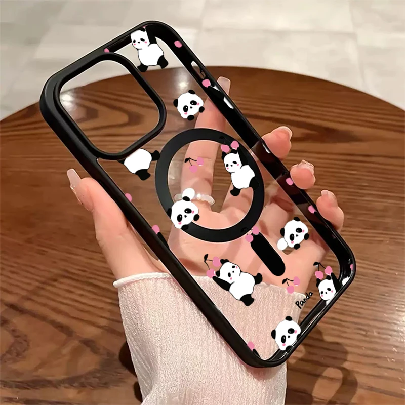 Cute Panda Cherry Magnetic Phone Case Cover