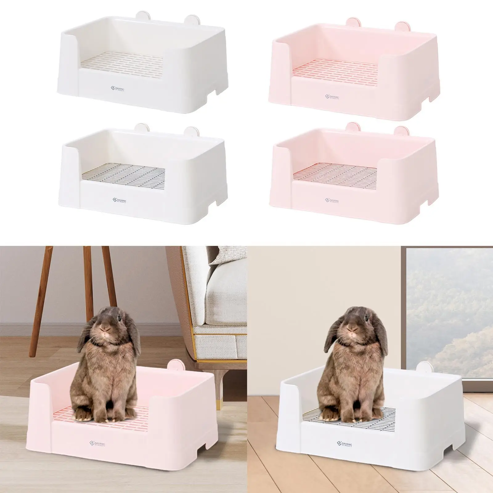 Rabbit Pad Holder Cute Easy to Clean Anti Splashing Litter Tray Potty Trainning Pet Bedpan for Bedroom Home Office Rabbit Bunny