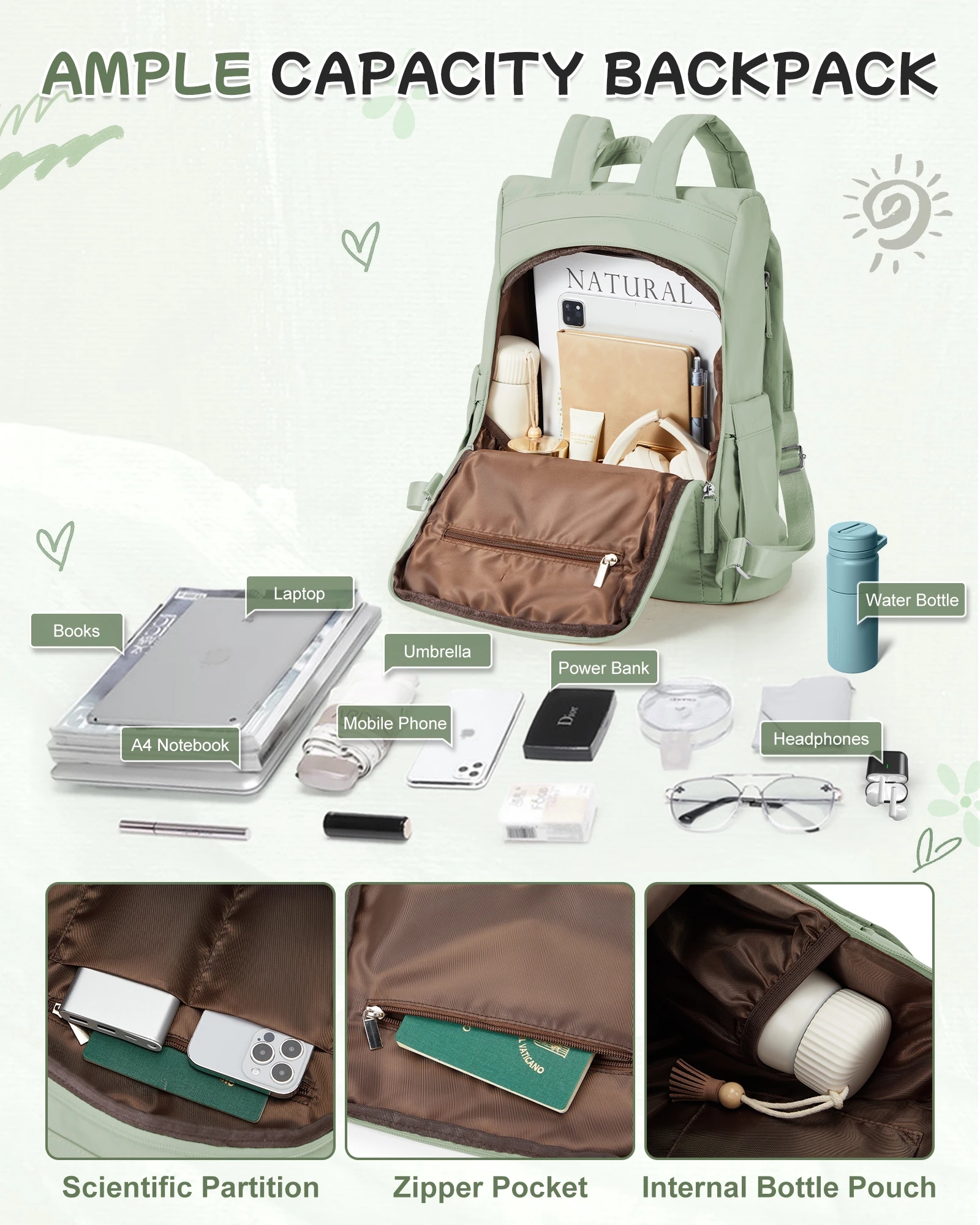 Women's Lightweight Anti-Theft Travel Backpack - Stylish and Modern Design