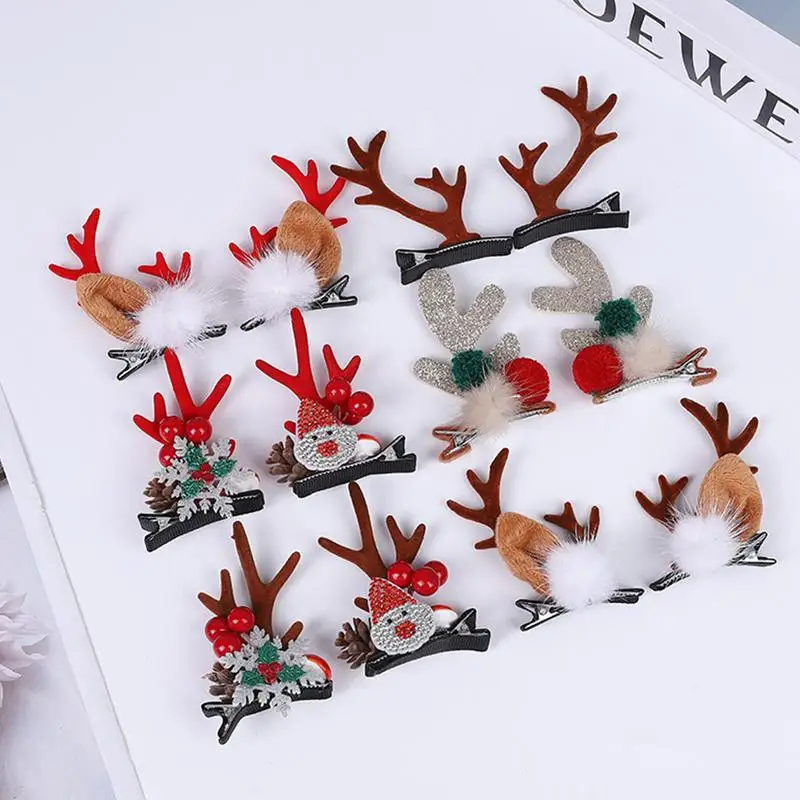 

Antlers Christmas Hair Pins Dragon Horn Hair Ornament Portable Reindeer Antlers Ears Barrettes Birthday Gift for Family Women