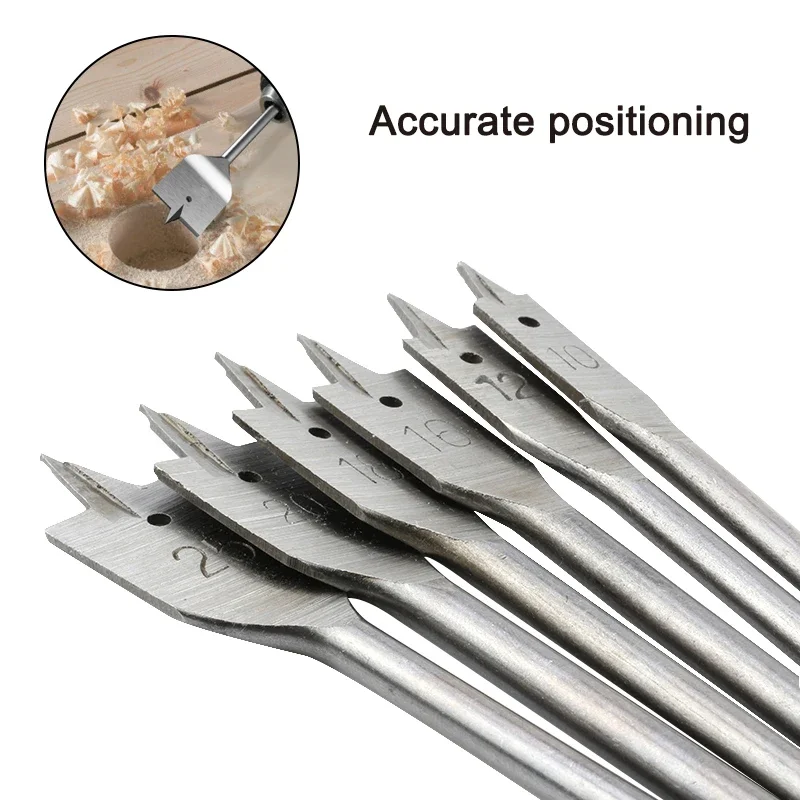 6pc Three Pointed Flat Drill Hexagonal Handle Woodworking Bit Set
