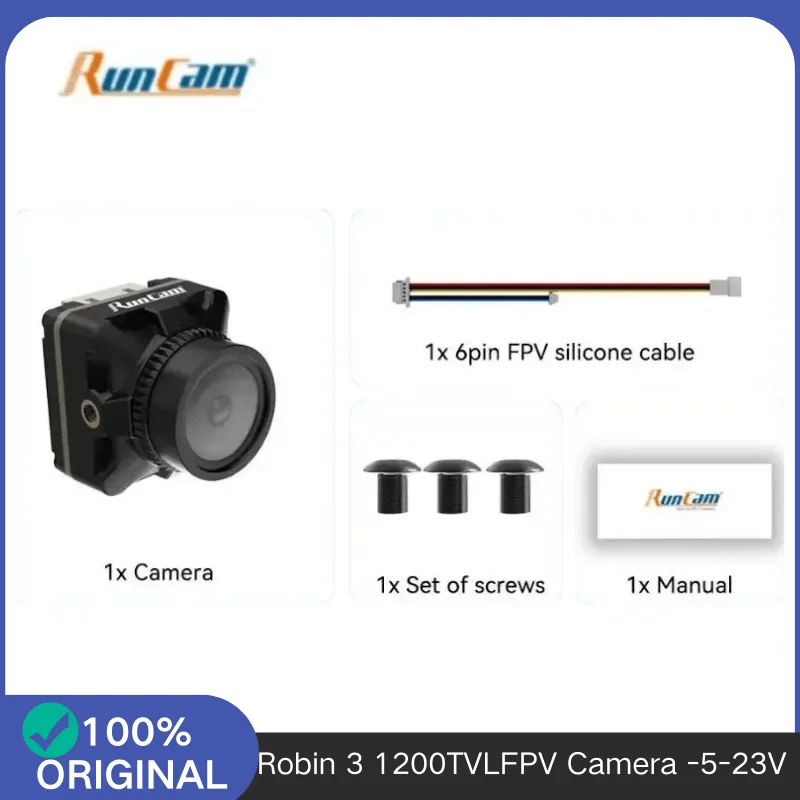 RunCam Robin 3 caméra FPV 1200TVL fixée à l'avant d'un drone de course prêt à voler