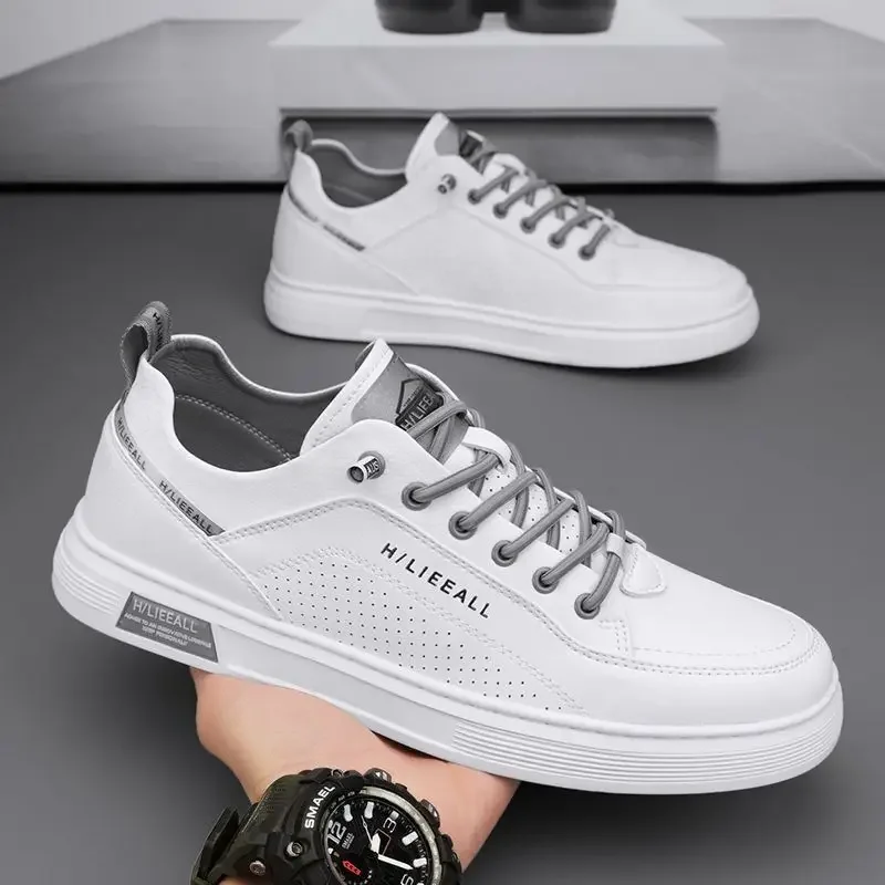 

Mens shoes breathable plate shoes male students Korean version of Joker White shoes thick soled sports casual flat sneakers