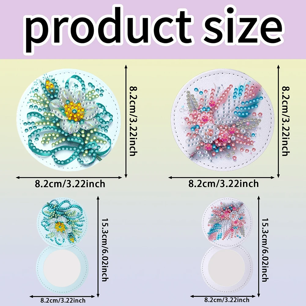 DIY Diamond Painting Shiny Crystal Mirror Rhinestones Cosmetic Mirror Portable Cosmetic Mirror for Outdoor Travel Hiking Picnic