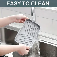 Silicone Kitchen Sink Tray Soap Dish Holder with Drain Tip Countertop Sink Scrubber Drain Pad for Sponge Kitchen Bathroom Tools 2