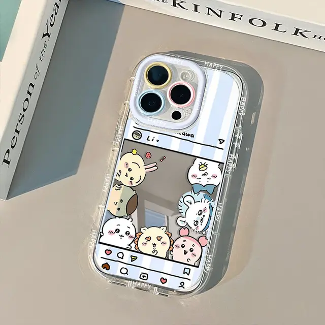 Chiikawa Mirror Collection Phone Case For iPhone 16 15 14 13 12 11 mini Pro Max X XR XSMAX 8 7 Plus Anti Fall Matte Back Cover