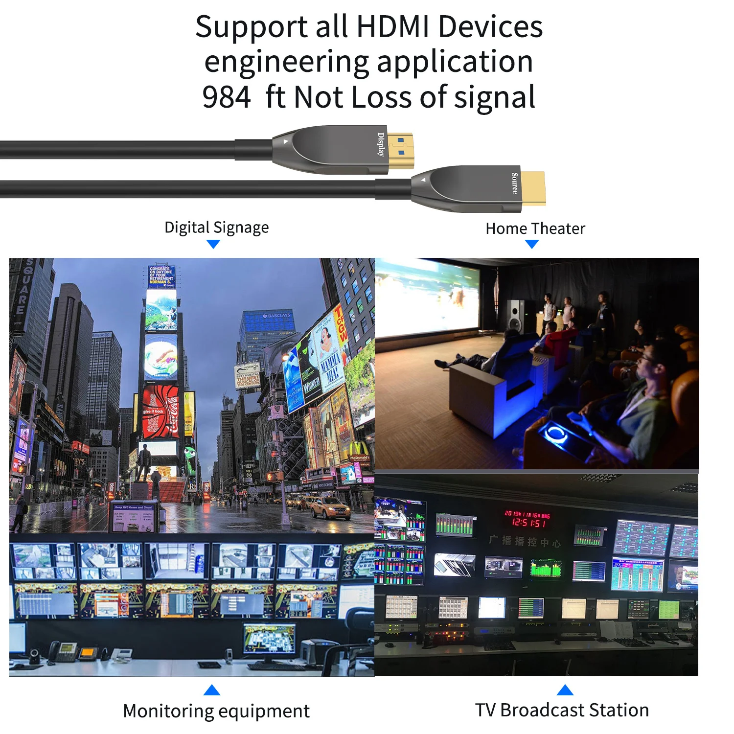 4K Cable HDMI de Fibra Optica 5M, YEHUA Cable HDMI 2.0 4K a 60 Hz