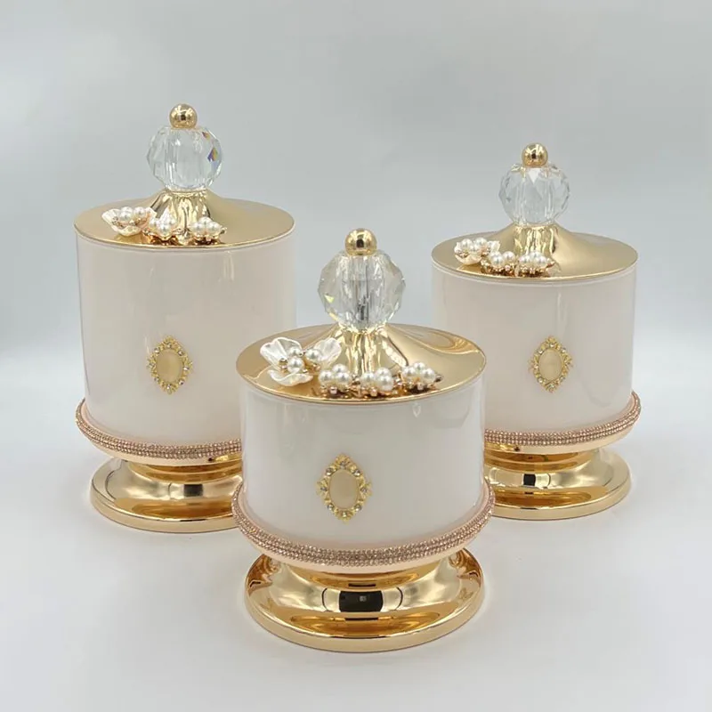 European Style Transparent Glass Candy Jar Metal Decorative Jar Luxury Scented Candle Bottle Interior Jewelry Box Art Decoration 4