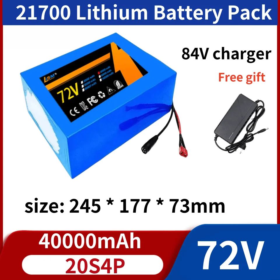 

Brand-new 72V 3000W High Power BatteryPack+BMS 20S4P 40Ah 21700 Lithium Battery Pack Free 84V charger Free Shipping