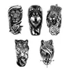 5PCS Wolf Lion Waterproof Temporary Tattoo Sticker Tiger Rose Flower Dragon Snake Skull Animal Body Art Arm Fake Tatoo Men Women 5