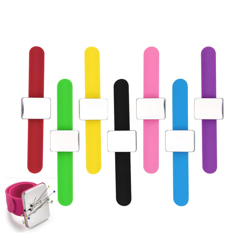 Safe Bracelet Band Magnetic Sewing Pin Cushion Storage Sewing Pins  Wristband Pin Holder Silicone Wrist Needle Pad 7colors