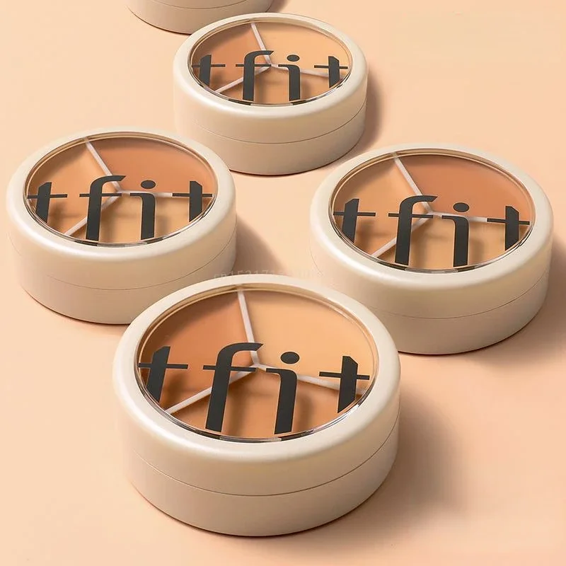 3colors Concealer Palette with Puff Conceal Cream Texture Cover Dark Circle Correcting Acne Marks Lasting Brighten FaceCosmetics