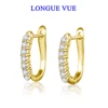 U Shape 14K Gold Hoop Earings For Women AU585 K Gold Clip Ear Stud Fine Jewelry Wedding Valentine's Day Gift