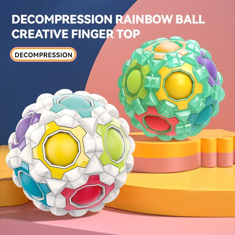 Rainbow Ball Puzzle Magic Cube Fidget Toy Children's Thinking Training Baby Sensory Touch Antistress Adult Decompression Massage