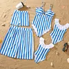 Family Swimsuit Mother Daughter Swimwear Father Son Swim Shorts 2023 Summer Striped Mom And Daughter Bikini Suit Matching Outfit 1