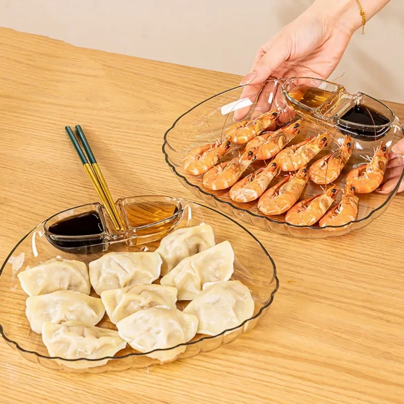 Dumpling Plate with Vinegar Plate for Household Creative Dumpling for High-value Special Divide Shell Dish Food