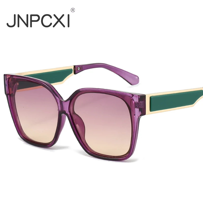 JNPCXI Neue modische quadratische Sonnenbrille für Damen, Farbverlauf, blaue Farbtöne, UV400, Retro-Sonnenbrille für Herren, trendige Sonnenbrille